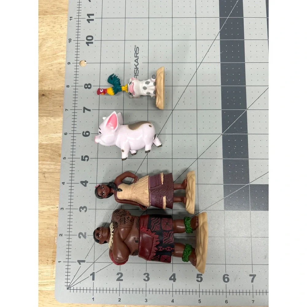 Disney Moana Mini Figures‎ Cake Topper Chief Tui Sina Pua Hei Hei Set of 4 Jakks